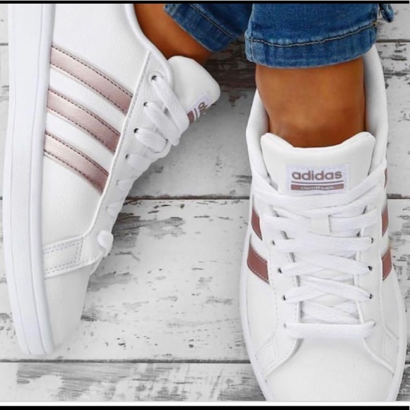 adidas Shoes - Like NEW Adidas Grand Court Sneakers Rose Gold stripes, 8.5